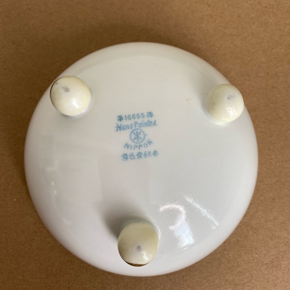 Vtg Nippon Hand Painted Small Bowl Saucer and Dessert Plate Gold Blue Birds - Picture 10 of 13